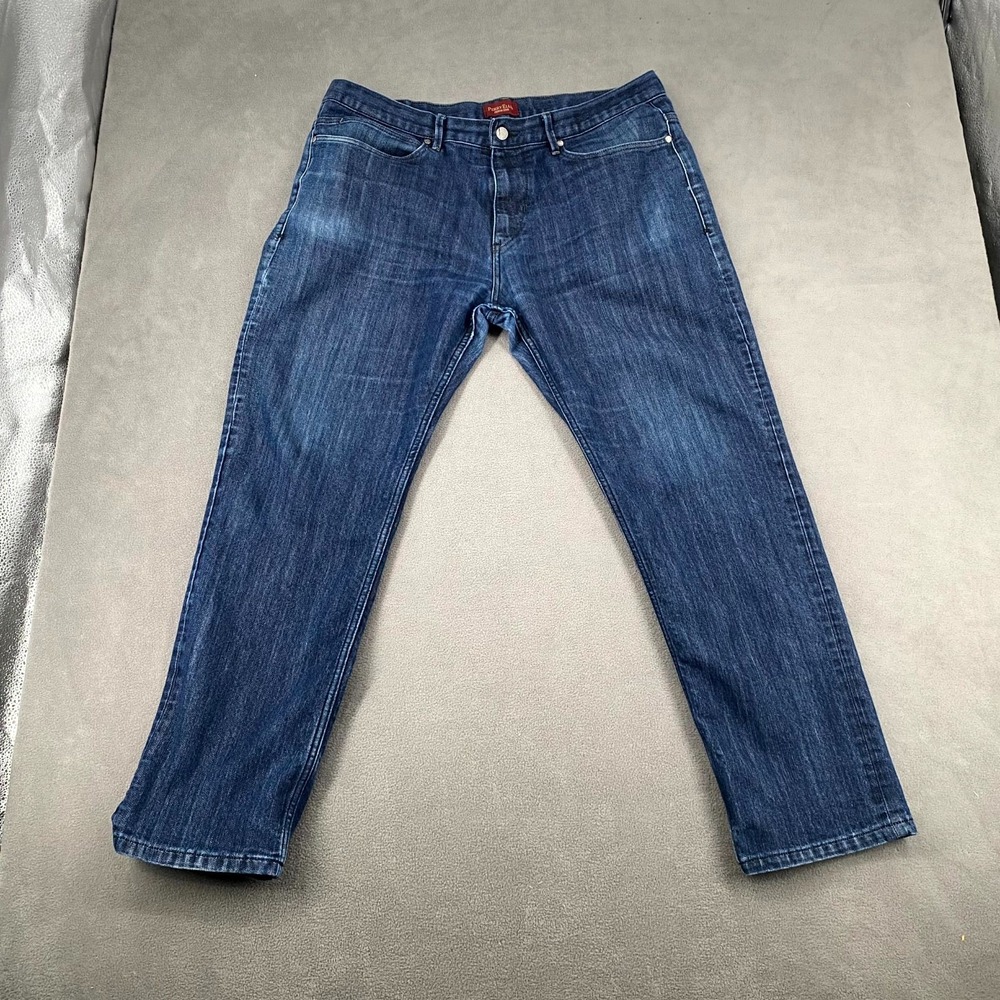 Perry Ellis Premium Jeans Mens 38×32 Blue Denim Cotton Mid Rise Straight Leg